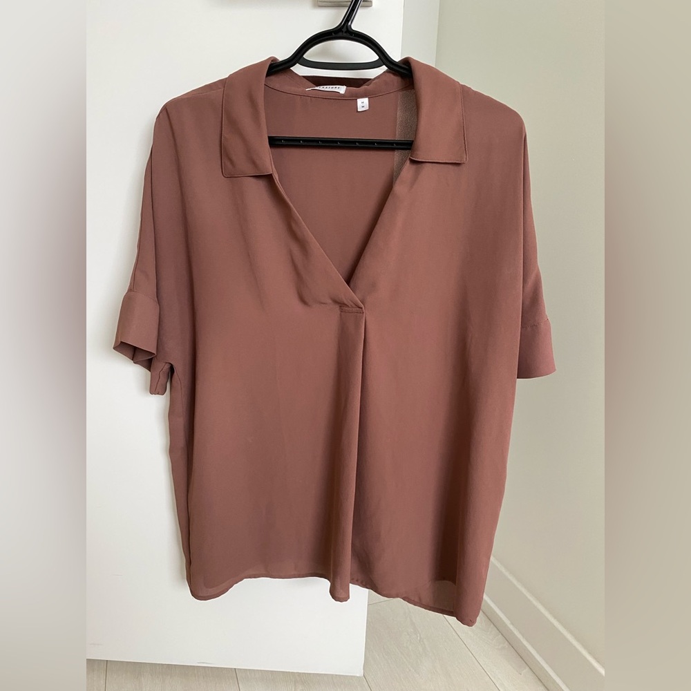 Pink/ dark dusty rose blouse shirt
